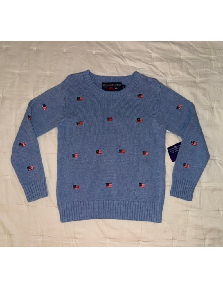 Nwt Kiel James Patrick Blue Patriotic Flag Sweater Youth Sz 4 — image 2 of 4